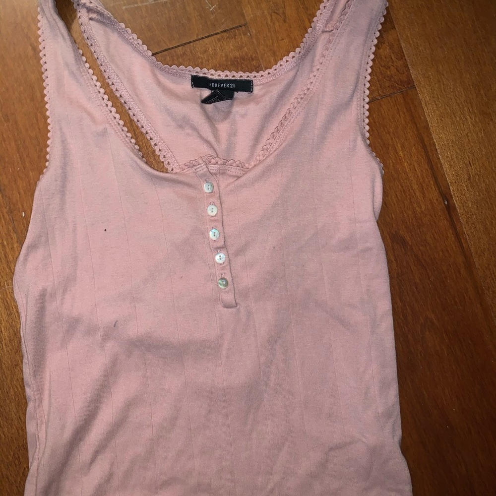 Pink button tank top